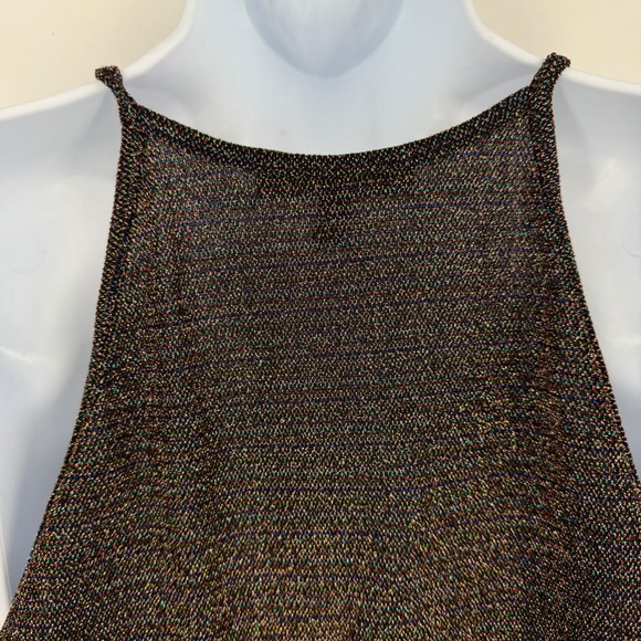 Eri + Ali Metallic Rainbow Surplice Tank Top Women S Black Glam Disco Shimmer - Picture 5 of 11